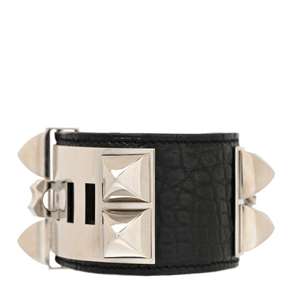 Hermes Matte Alligator Collier De Chien CDC Bracelet S Black 3 of 8