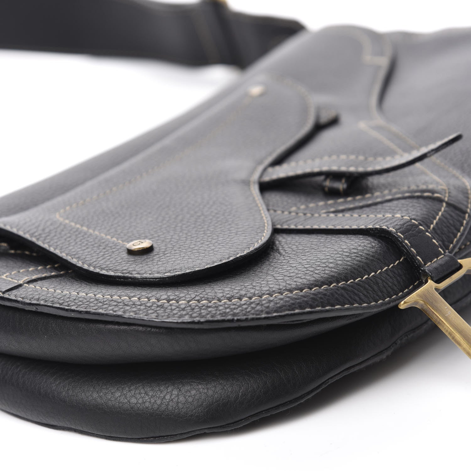 Christian Dior Grained Calfskin Double Saddle Bag Black 6 of 10