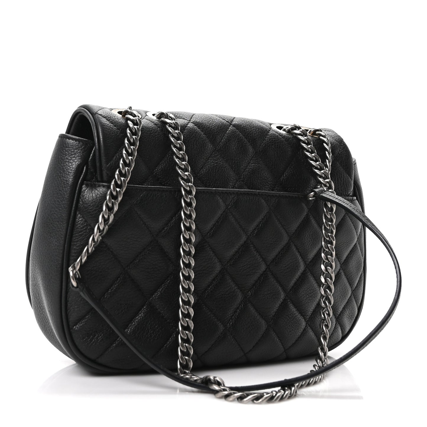 Calfskin Quilted Casual Pocket Messenger Flap Black