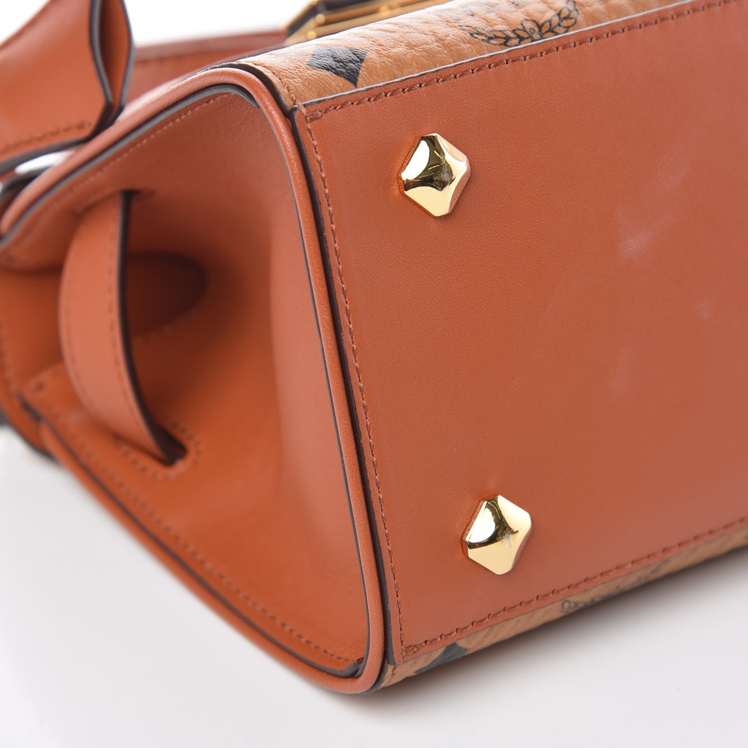MCM Visetos X-Mini Heritage Top Handle Satchel Cognac 11 of 15