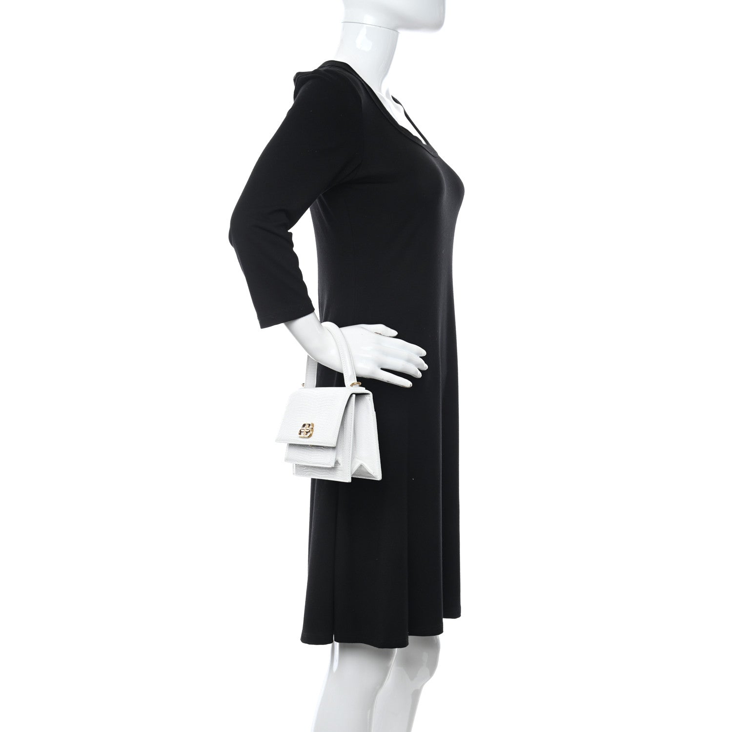 Balenciaga Patent Calfskin Lizard Embossed XS Sharp Top Handle Bag White 2 of 10