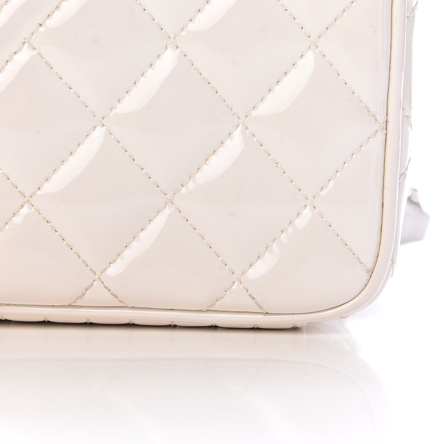 Patent Quilted Small Coco Boy Flap White