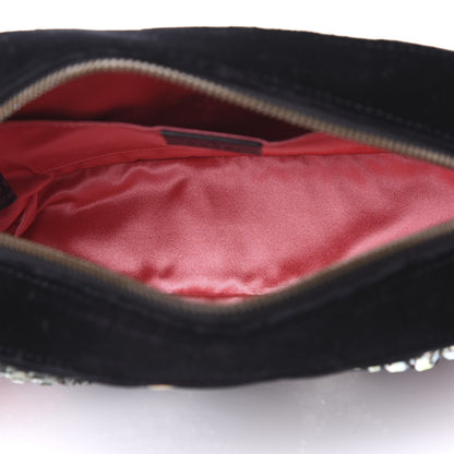 Gucci Velvet Matelasse Crystal Star Embroidered Small GG Marmont Chain Shoulder Bag Black 4 of 9