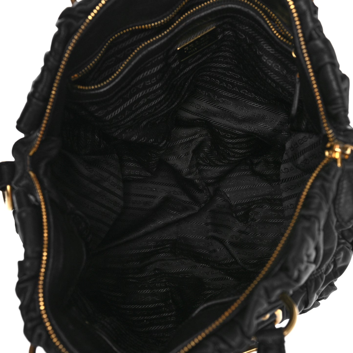 Nappa Gaufre Buckle Shoulder Bag Black