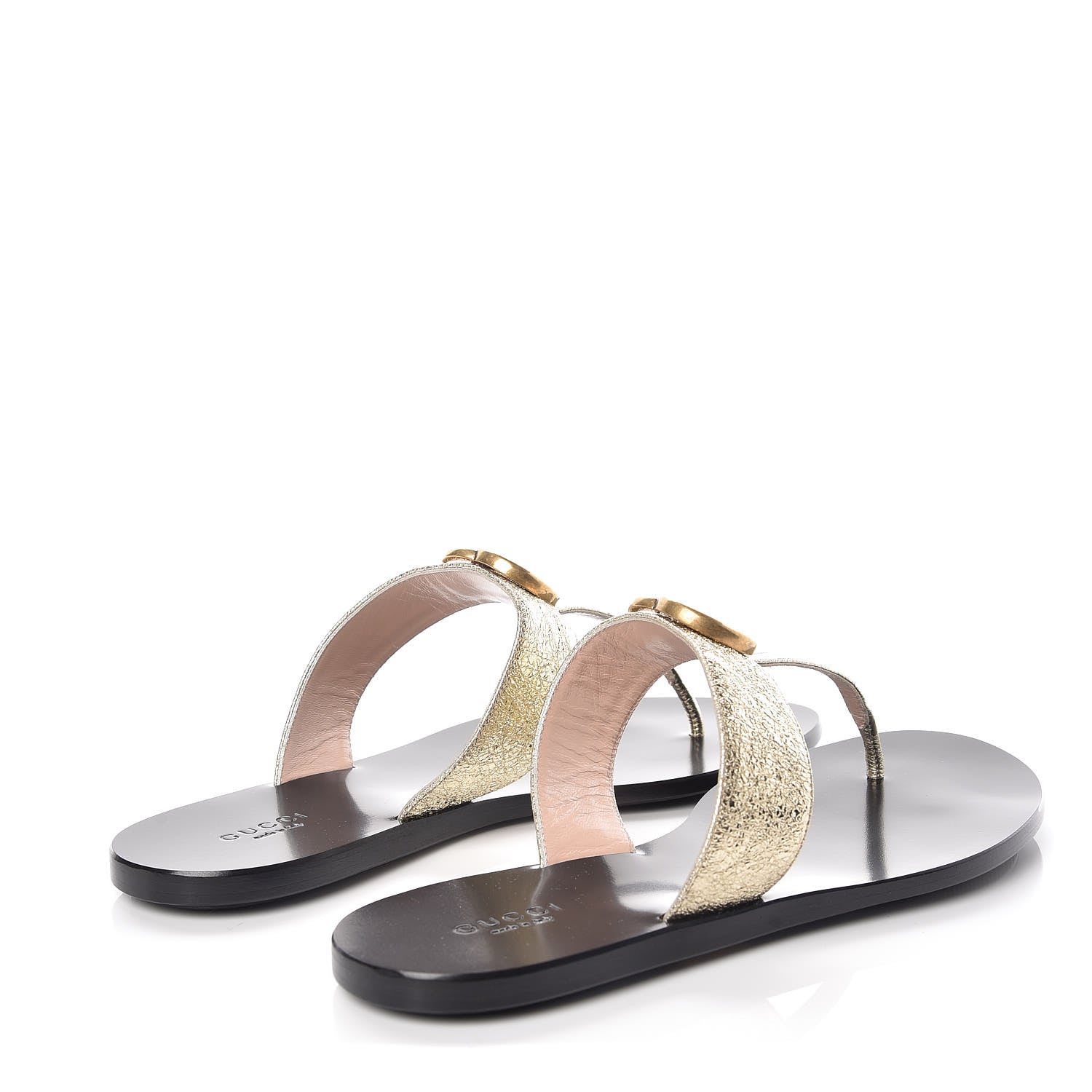 Gucci Nappa Silk Galassia GG Marmont Thong Flat Sandals 38.5 Platino 4 of 9