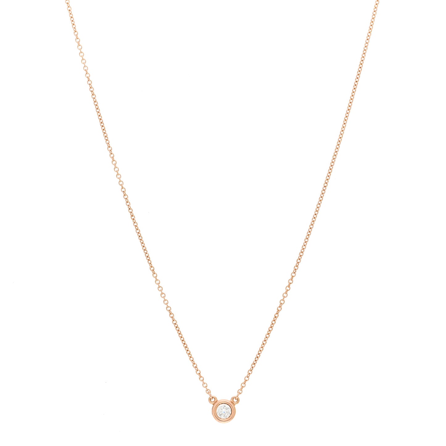 18K Rose Gold Diamond .17ct Elsa Peretti Diamonds by the Yard Pendant Necklace