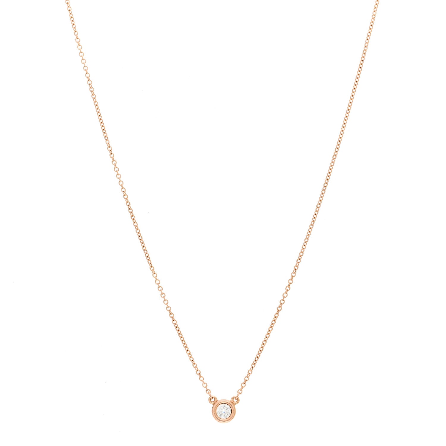 Tiffany 18K Rose Gold Diamond .17ct Elsa Peretti Diamonds by the Yard Pendant Necklace 1 of 6