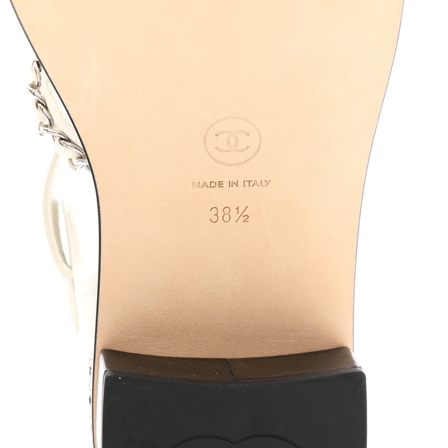 Lambskin Chain Cork Sandals 38.5 White