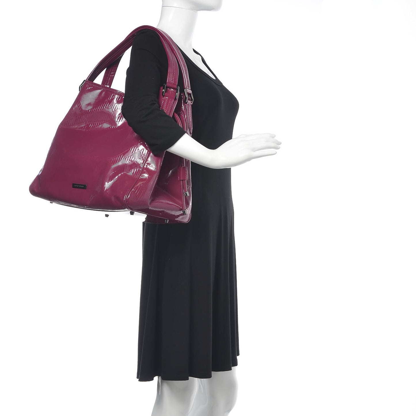 Patent Check Embossed Bilmore Tote Raspberry Sorbet