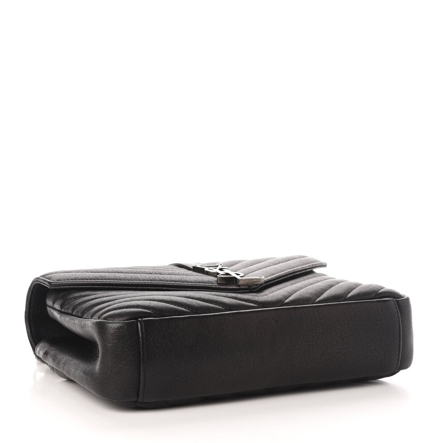 Sheepskin Matelasse Chevron Monogram Medium College Bag Black