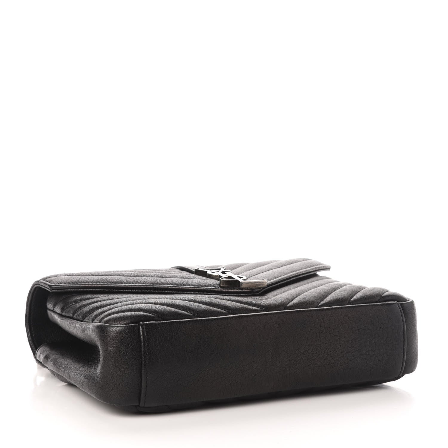 Saint Laurent Sheepskin Matelasse Chevron Monogram Medium College Bag Black 4 of 14
