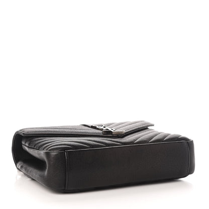 Saint Laurent Sheepskin Matelasse Chevron Monogram Medium College Bag Black 4 of 14