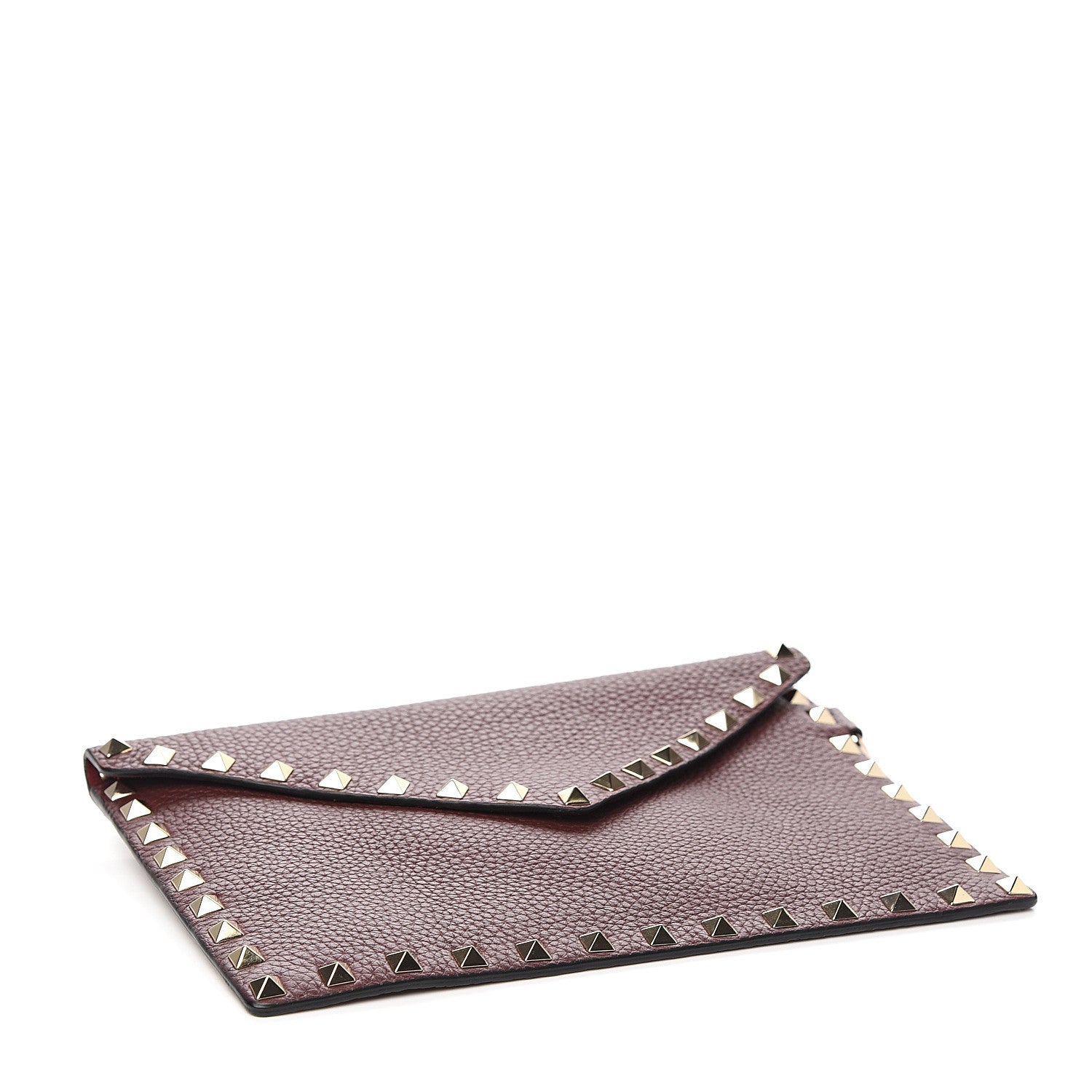 Valentino Garavani Pebbled Calfskin Medium Rockstud Envelope Flat Wristlet Pouch Rubin 3 of 6
