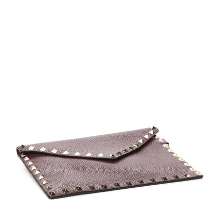 Valentino Garavani Pebbled Calfskin Medium Rockstud Envelope Flat Wristlet Pouch Rubin 3 of 6