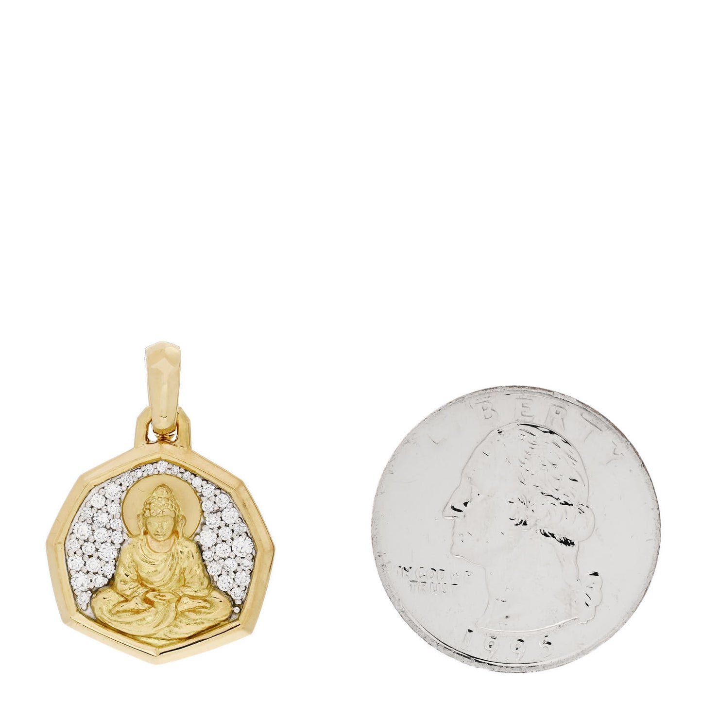 18K Yellow Gold Diamond Buddah Amulet Pendant
