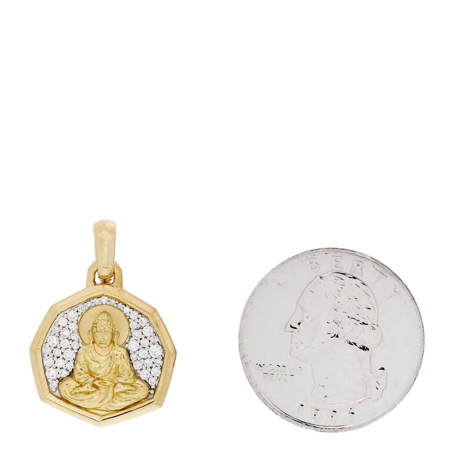 David Yurman 18K Yellow Gold Diamond Buddah Amulet Pendant 2 of 4