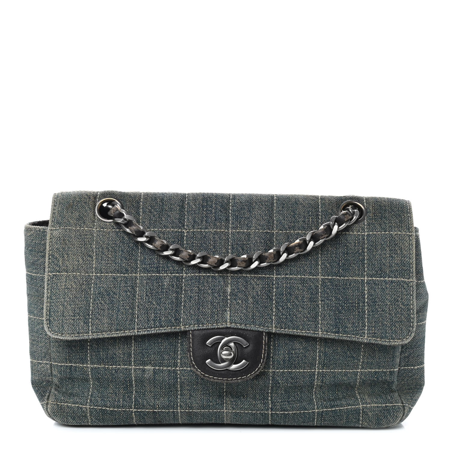 Chanel Denim Chocolate Bar Quilted Flap 1 of 18