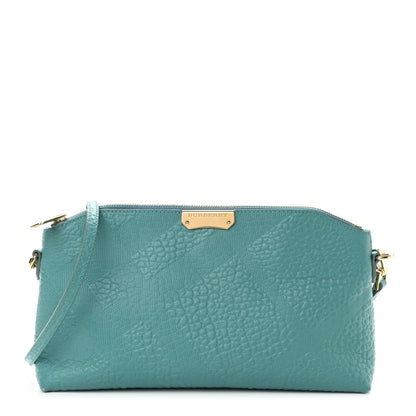 Burberry Signature Grain Calfskin Check Embossed Small Chichester Crossbody Clutch Bag Aqua Green 1 of 13