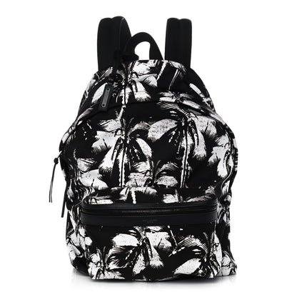 Saint Laurent Canvas Palm Tree City Backpack Black White 1 of 13
