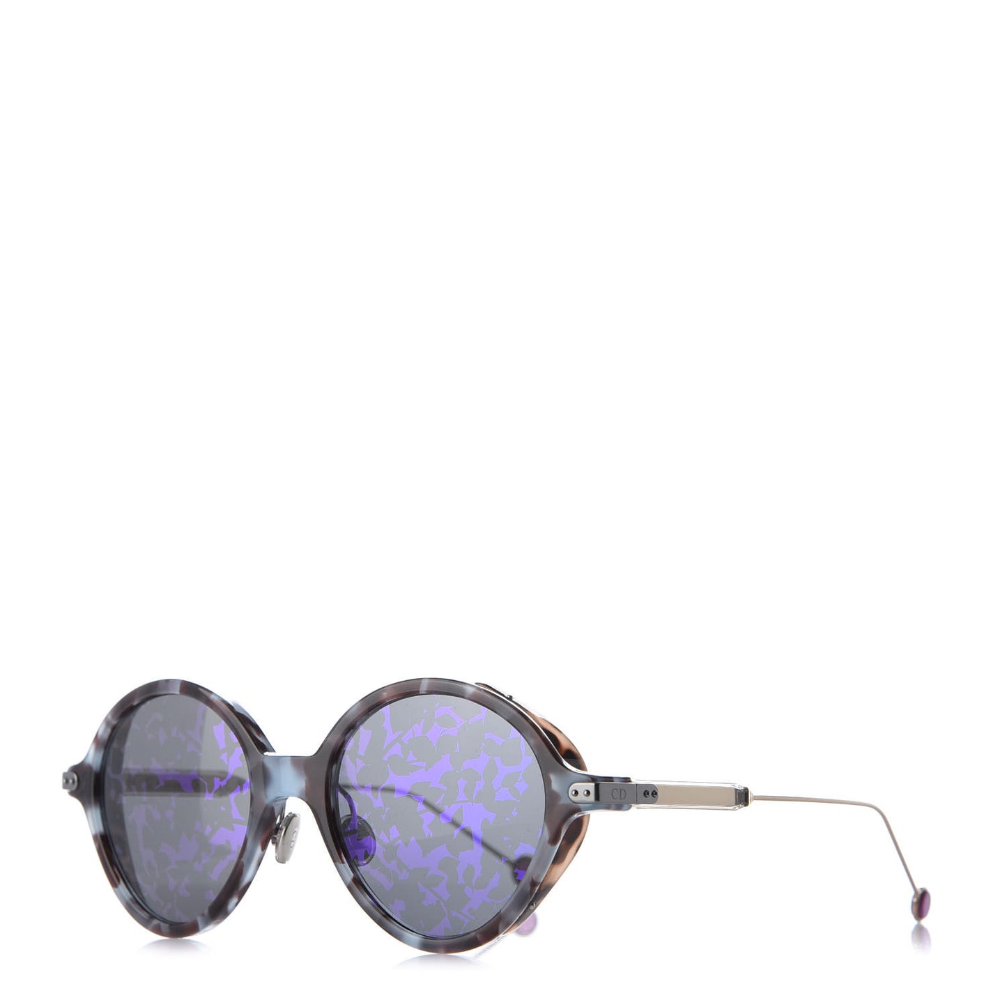 Acetate Leaf Print Umbrage Round Sunglasses Purple Foliage