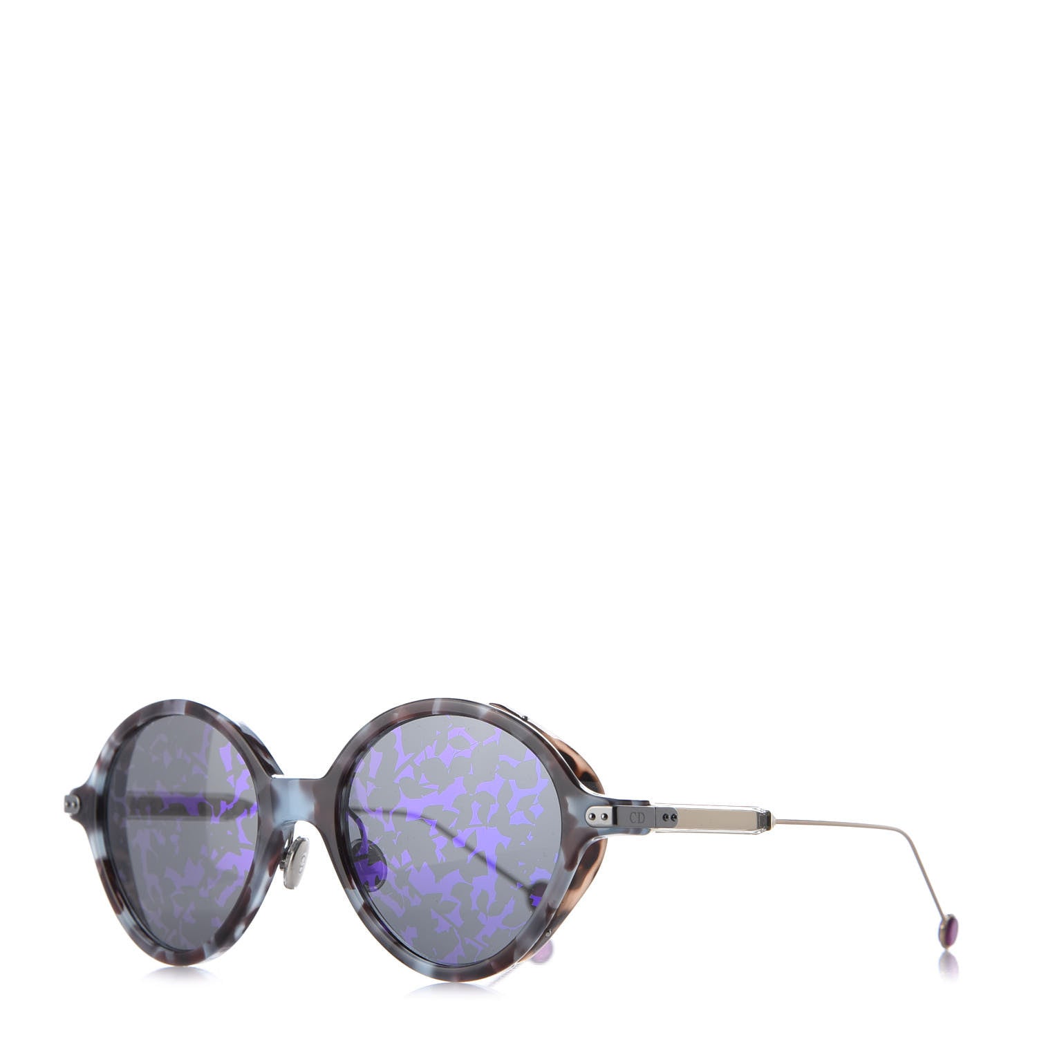 Christian Dior Acetate Leaf Print Umbrage Round Sunglasses Purple Foliage 1 of 7