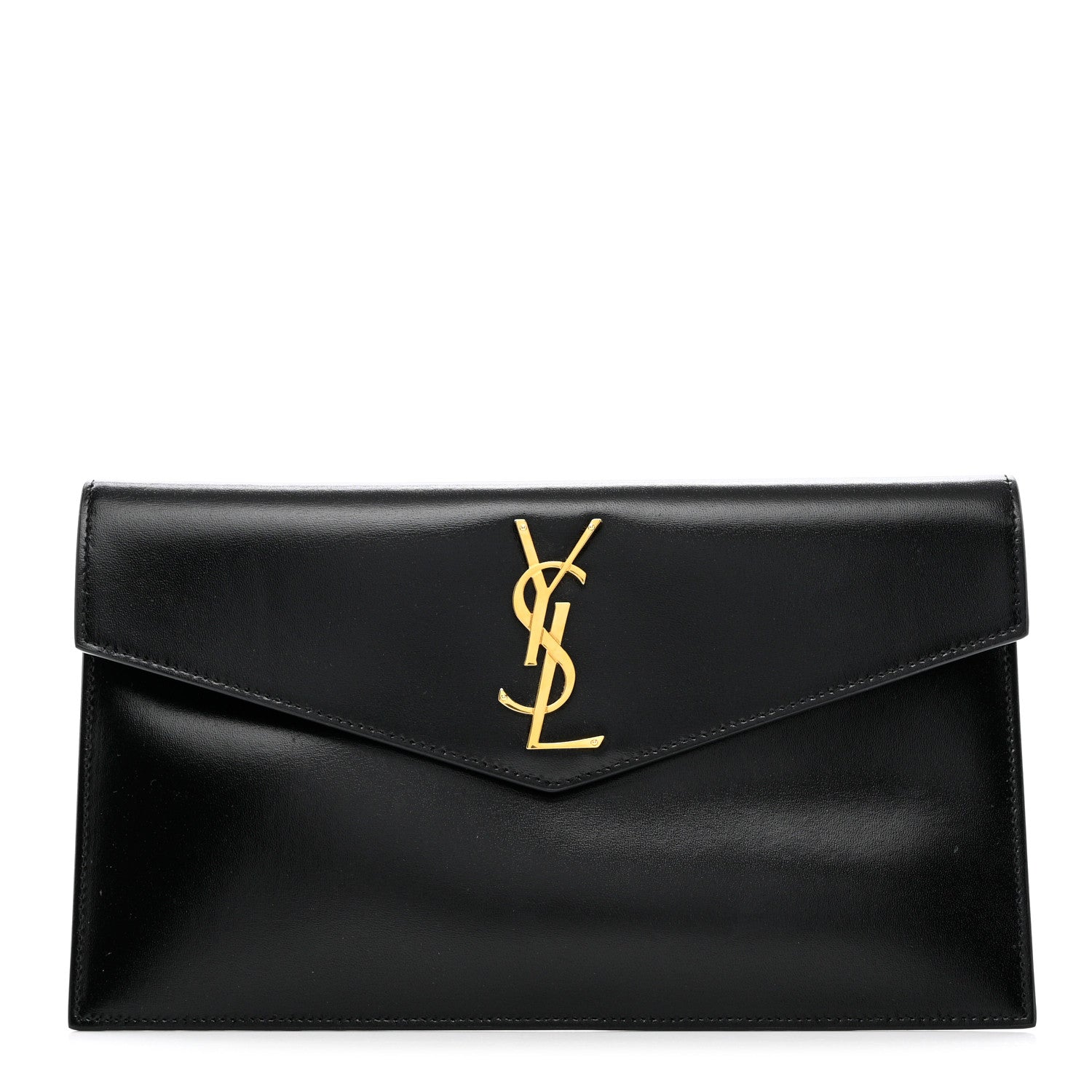 Saint Laurent Smooth Shiny Calfskin Monogram Uptown Pouch Black 1 of 8