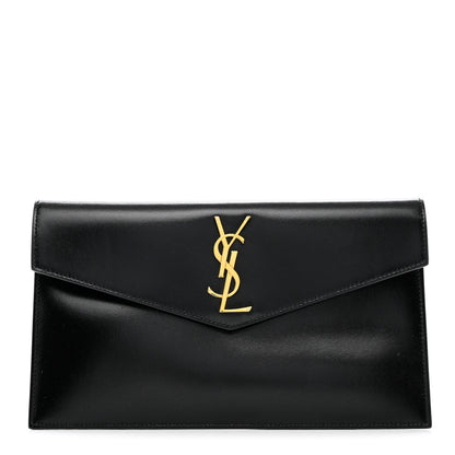 Saint Laurent Smooth Shiny Calfskin Monogram Uptown Pouch Black 1 of 8