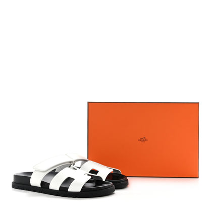 Hermes Calfskin Womens Chypre Sandals 37.5 White 9 of 9