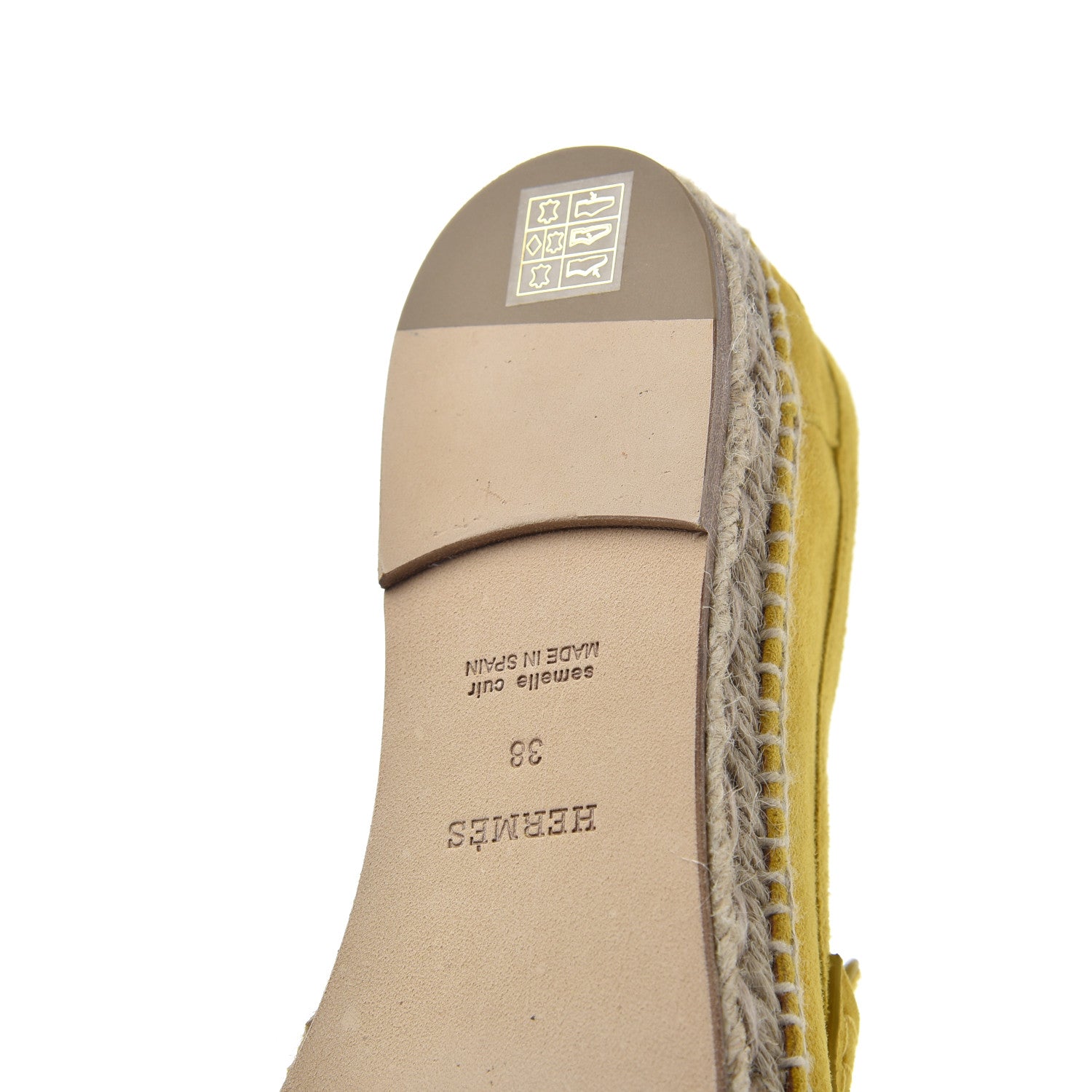 Hermes Suede Goatskin Womens Trip Espadrilles 38 Jaune Citron 17 of 18