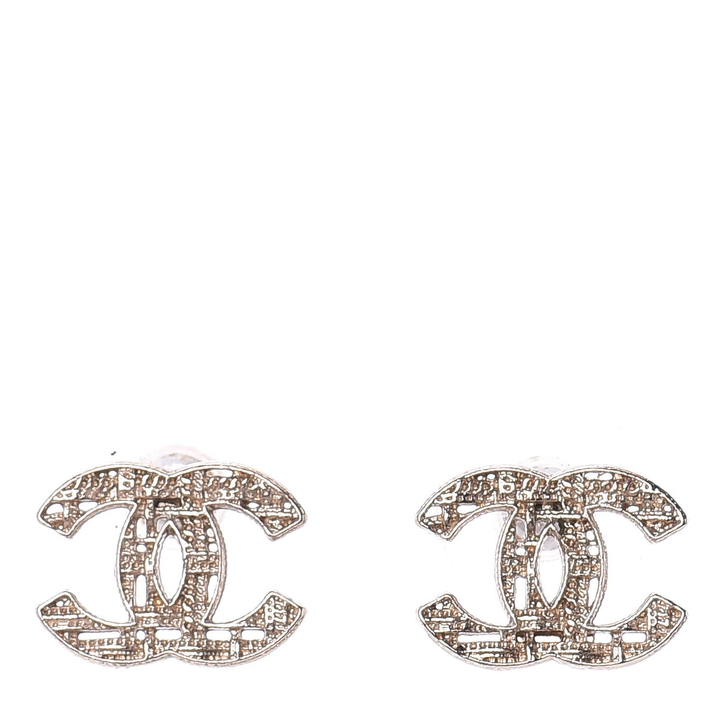 Tweed Effect CC Earrings Gold