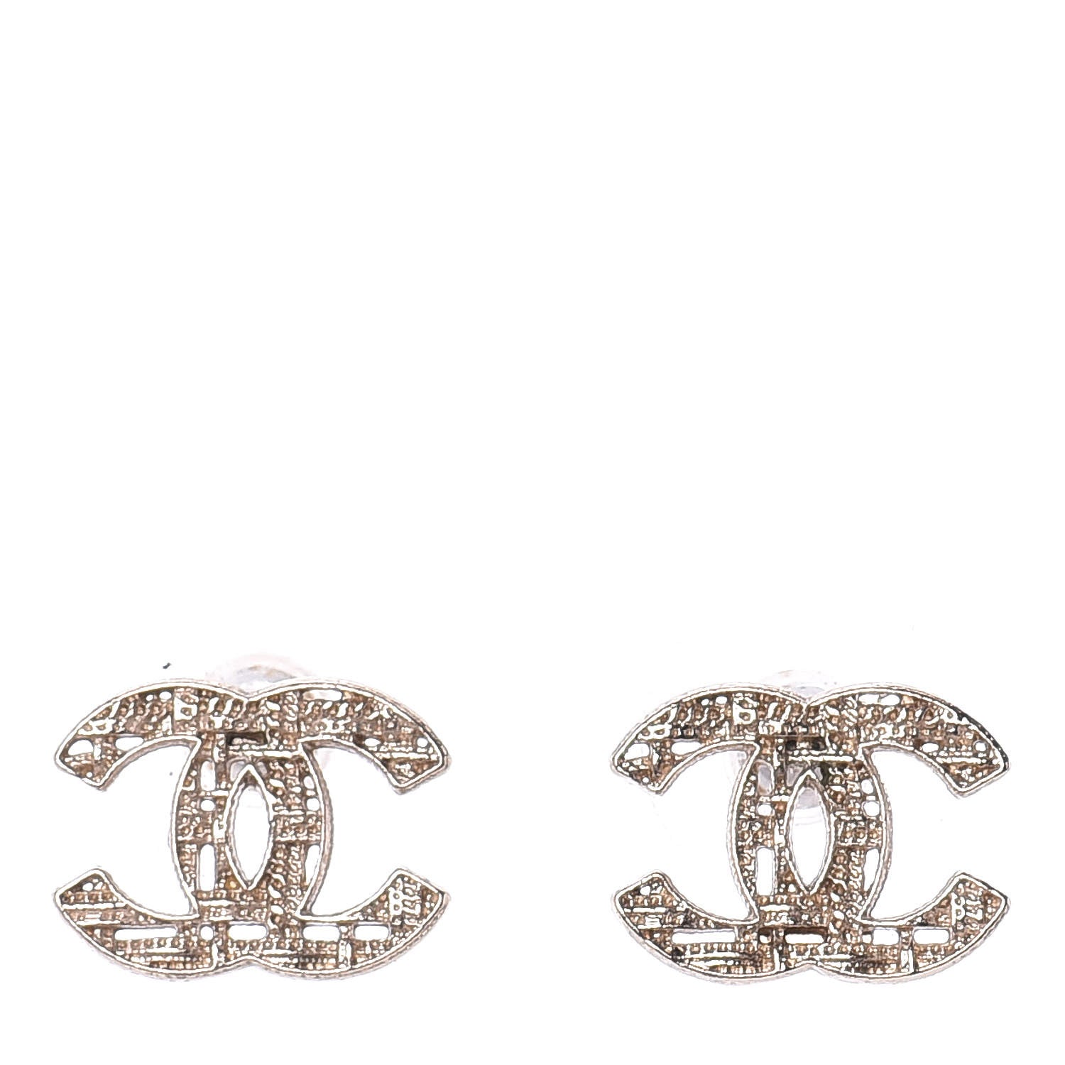 Chanel Tweed Effect CC Earrings Gold 1 of 4