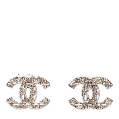 Chanel Tweed Effect CC Earrings Gold 1 of 4