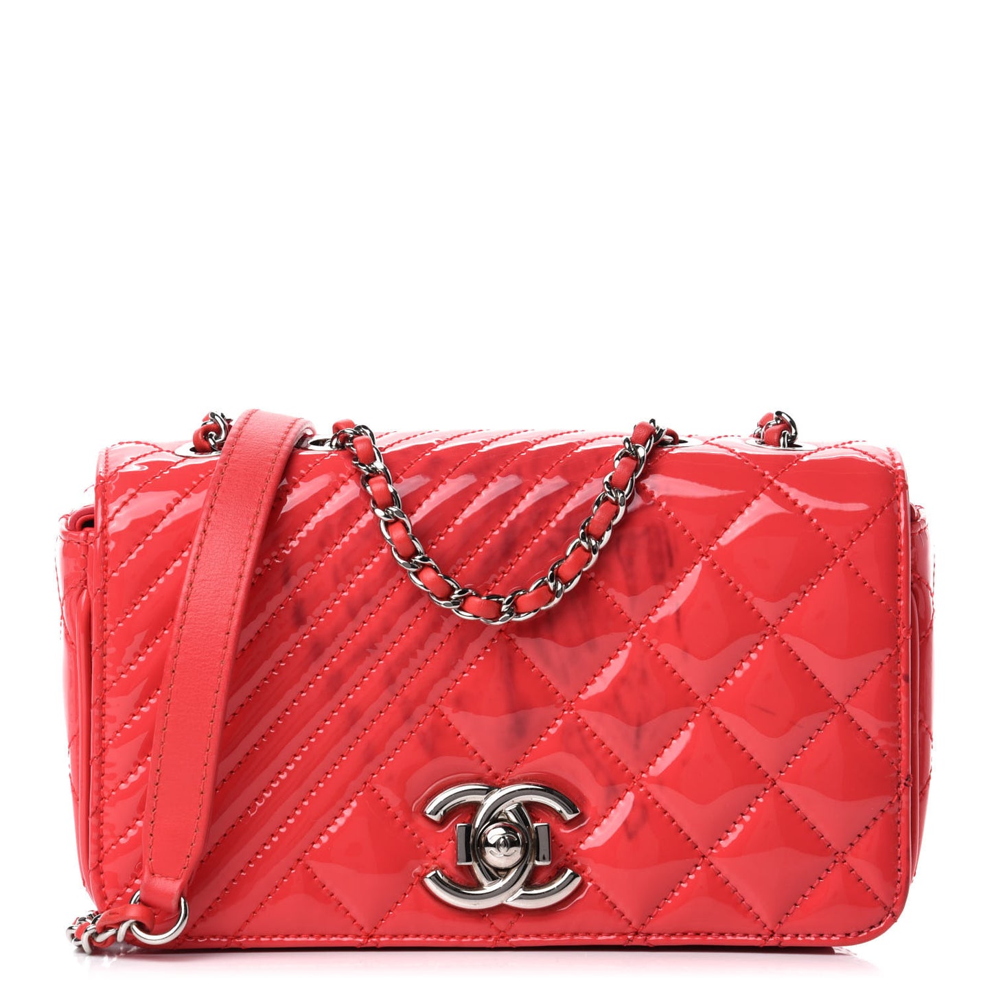 Patent Quilted Small Coco Boy Flap Pink