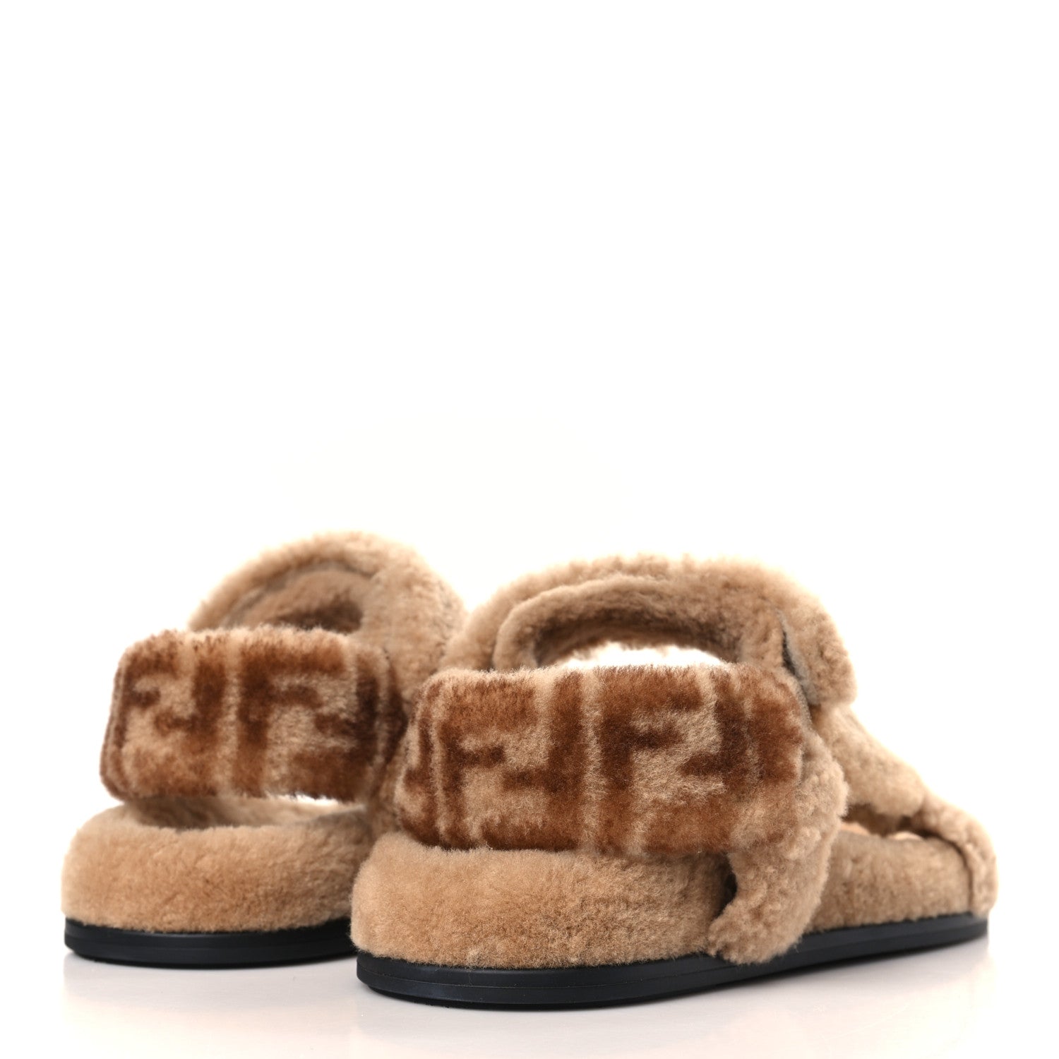 Fendi Shearling FF Fendi Feel Sandals 39.5 California Cacao 4 of 8