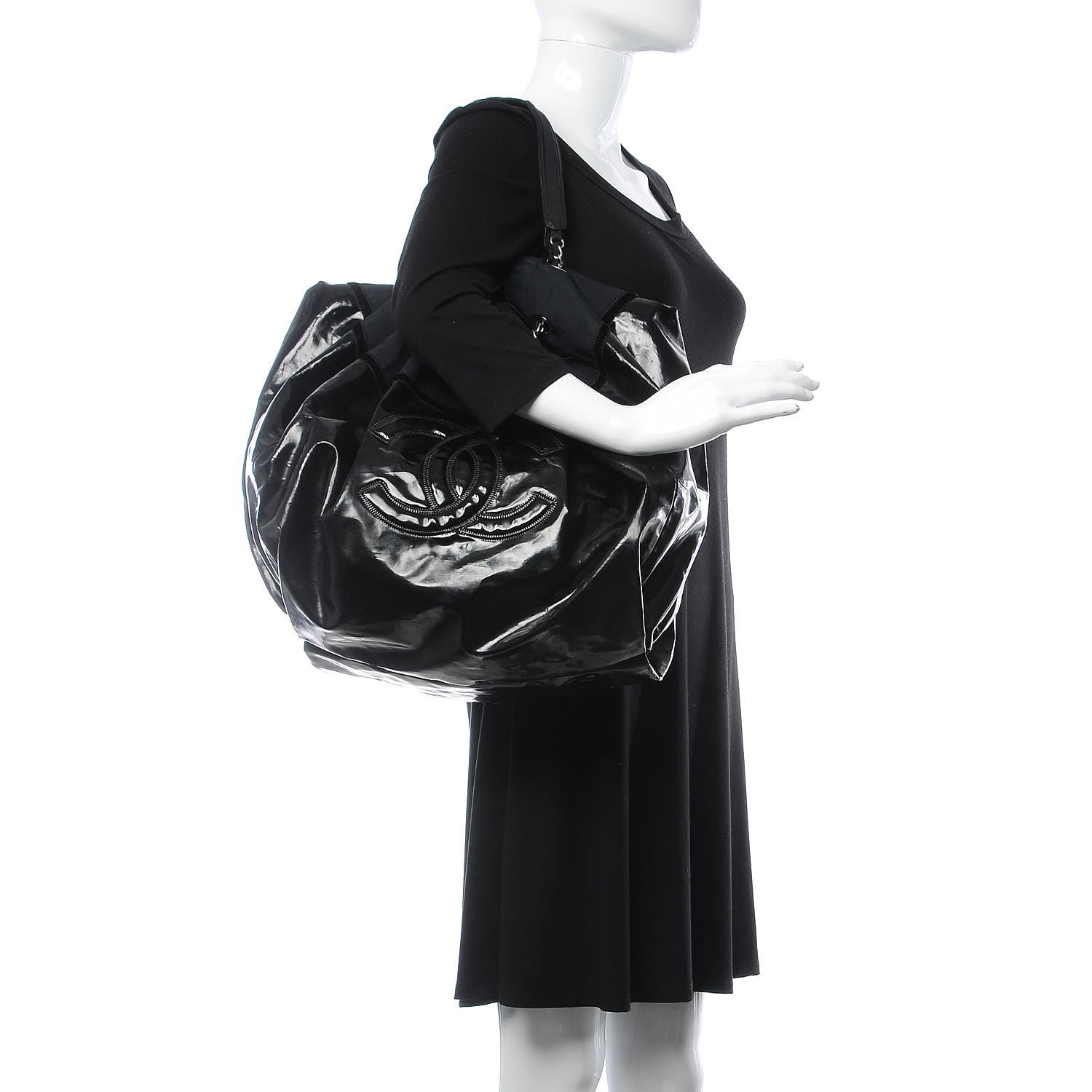 Chanel Vinyl Large Stretch Spirit Cabas Black 2 of 14