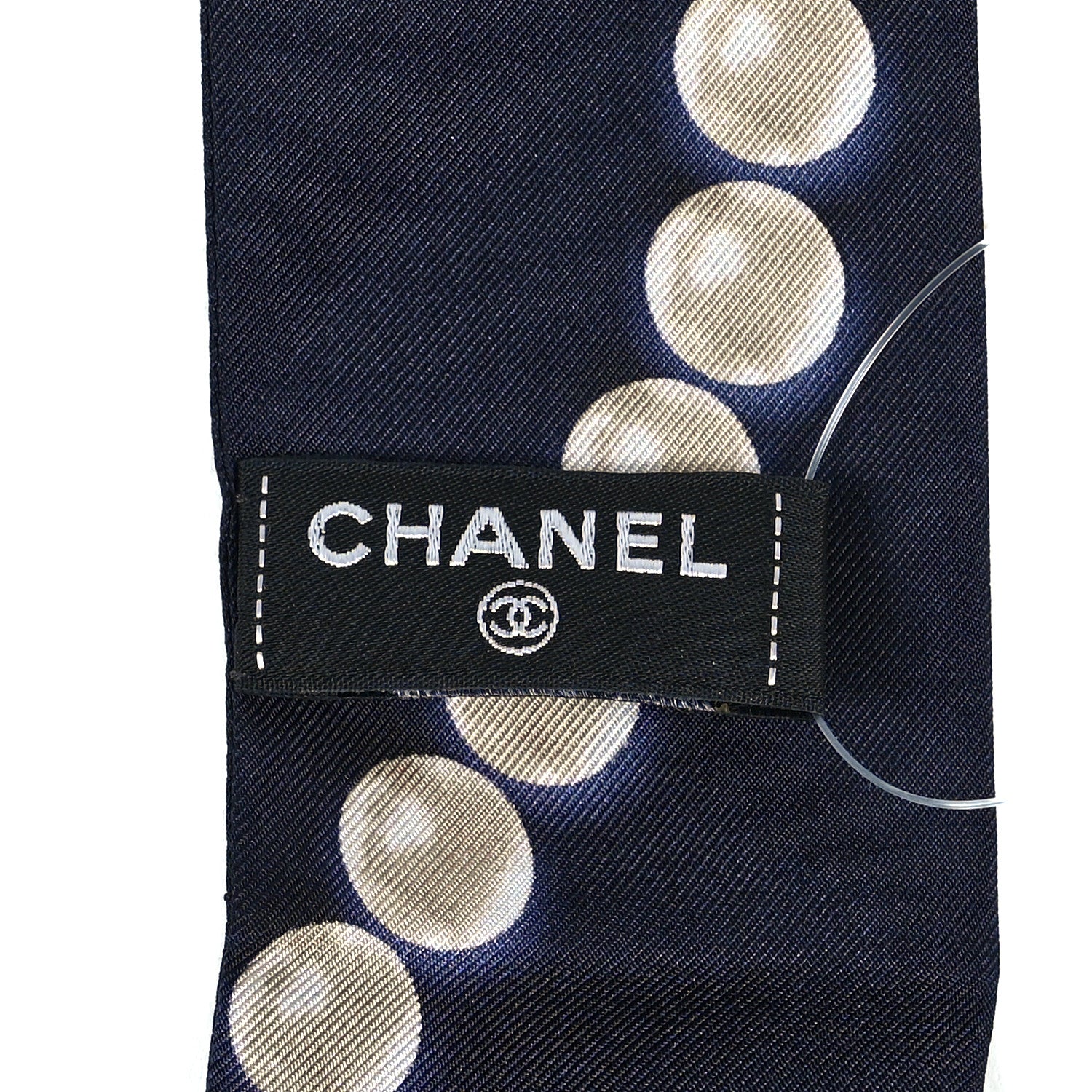 Chanel Silk Pearl CC Slim Bandeau Scarf Dark Navy 3 of 3