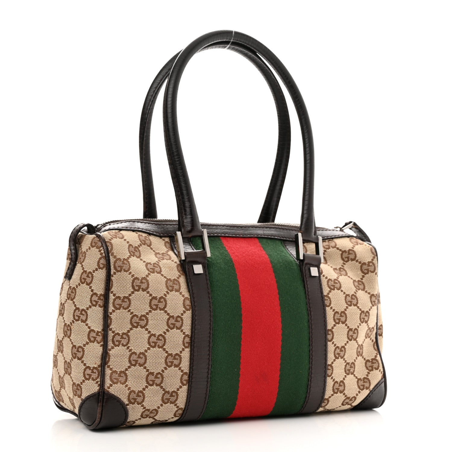 Gucci Monogram Vintage Web Mini Boston Dark Brown 2 of 9