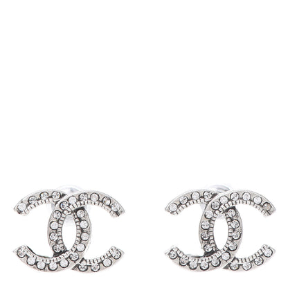 Chanel Crystal Timeless CC Earrings Silver 1 of 5