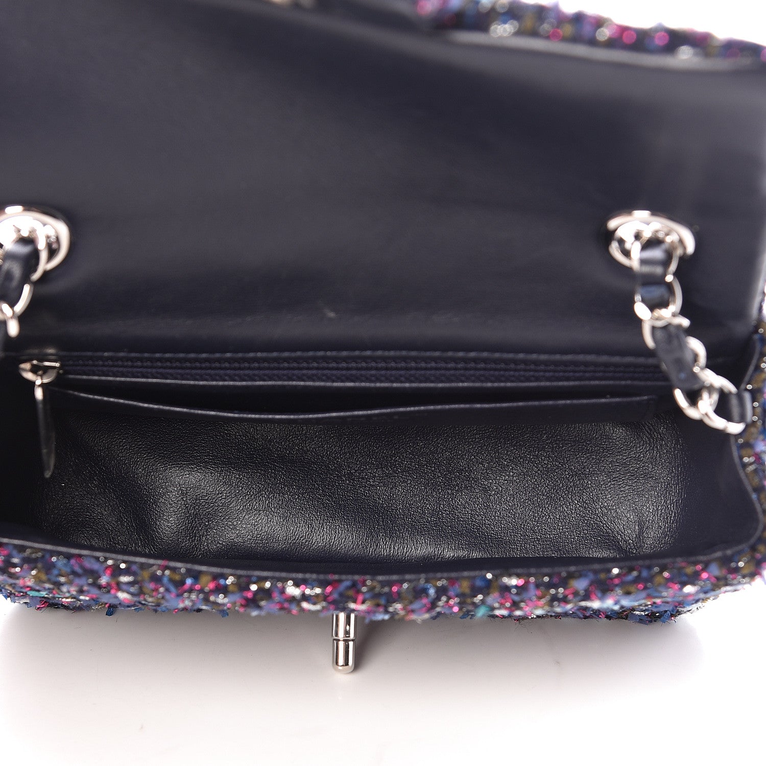 Chanel Tweed Quilted Mini Rectangular Flap Blue Purple Khaki Pink 5 of 13