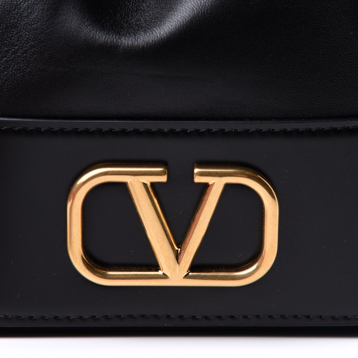 Nappa Mini VLogo Signature Chain Bucket Bag Black
