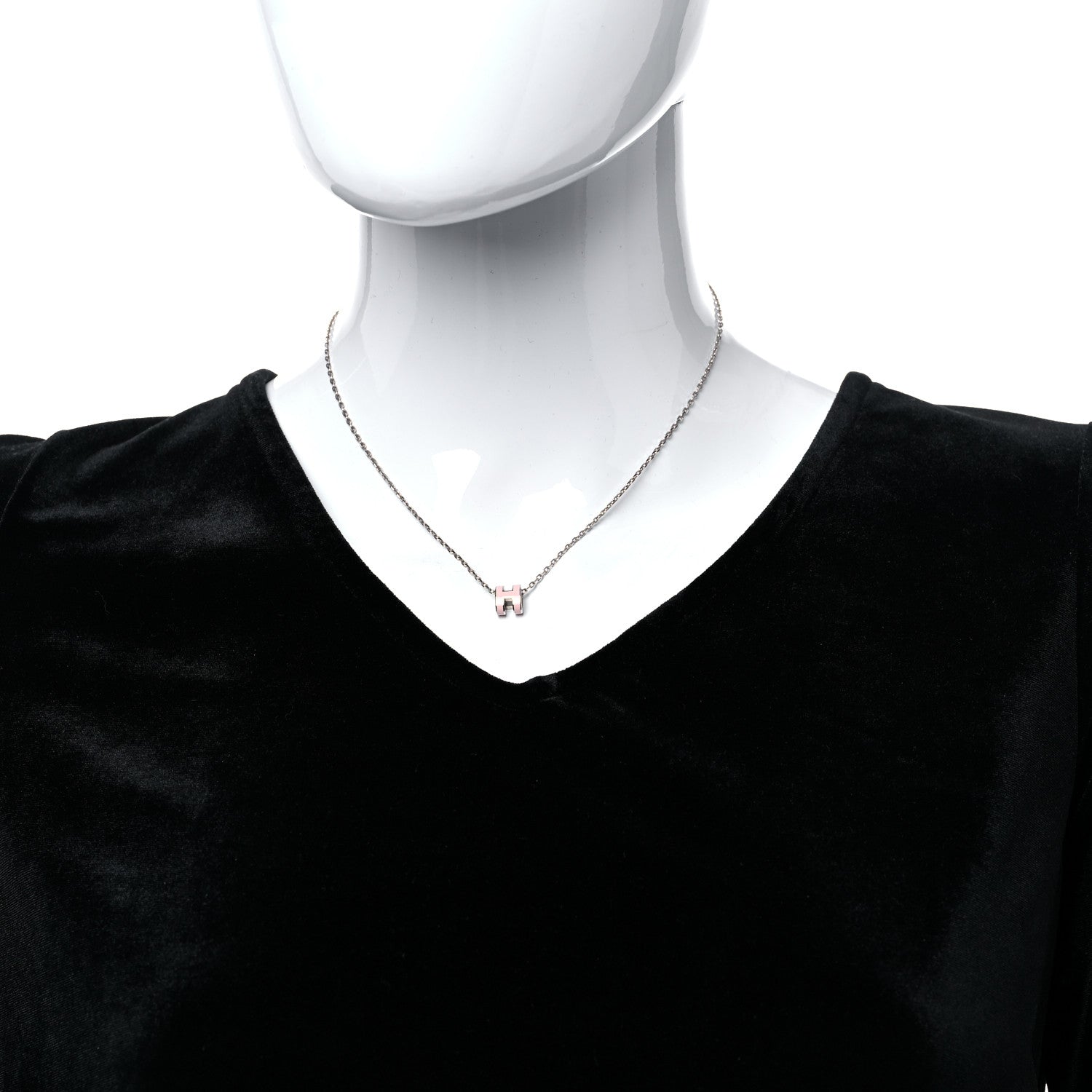 Hermes Palladium Mini Pop H Pendant Necklace Rose Dragee 2 of 9