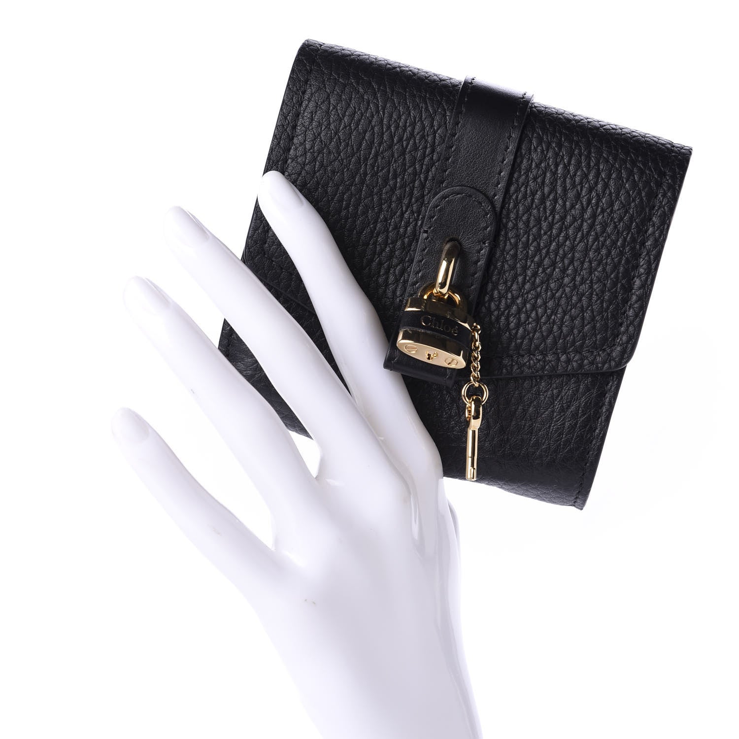 Chloe Grained Calfskin Small Aby Tri-Fold Wallet Black 2 of 8