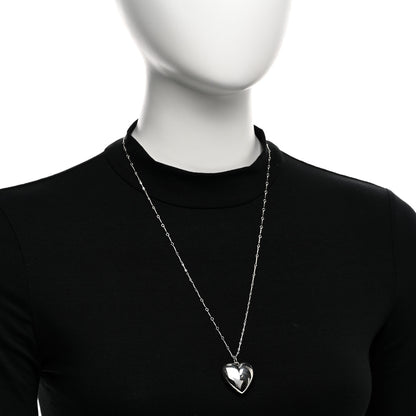 Tiffany Sterling Silver Puffed Heart Pendant Link Necklace 2 of 5