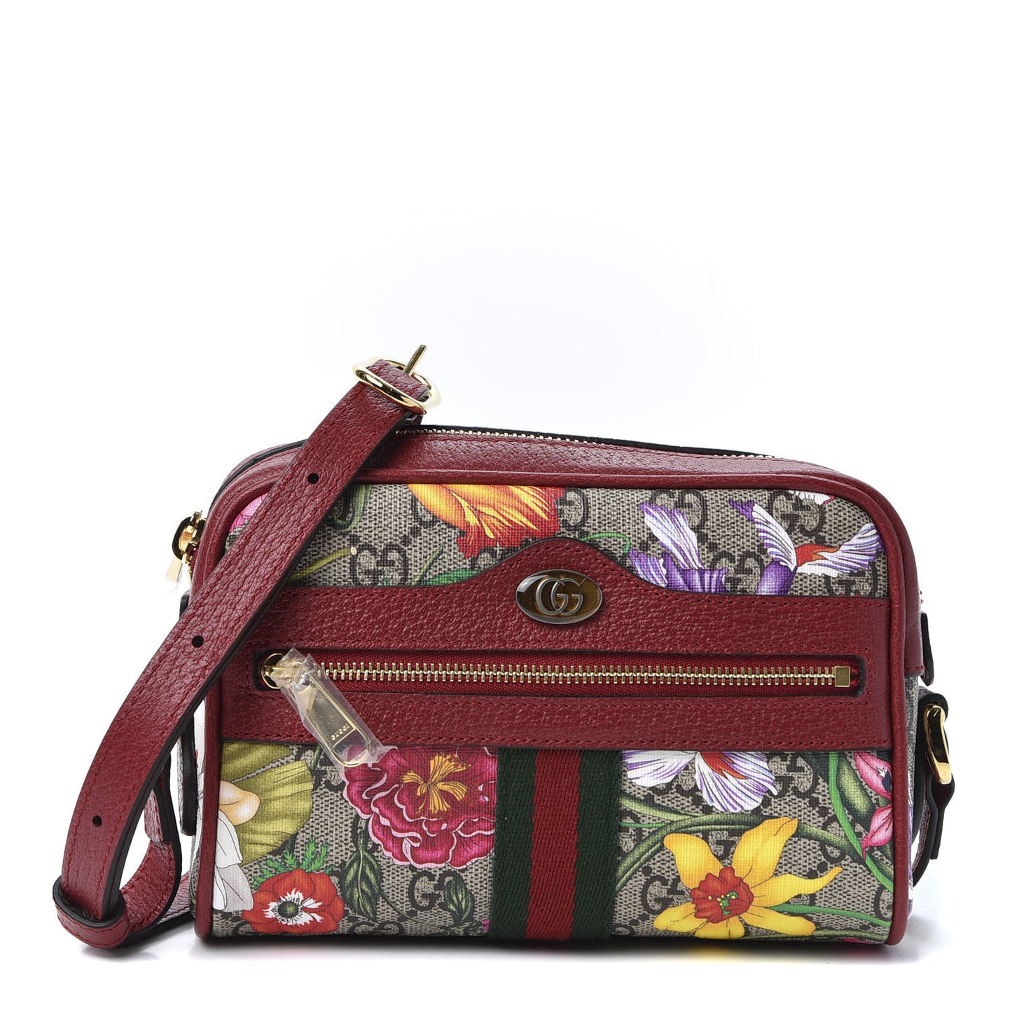 GG Supreme Monogram Flora Web Mini Ophidia Shoulder Bag Red