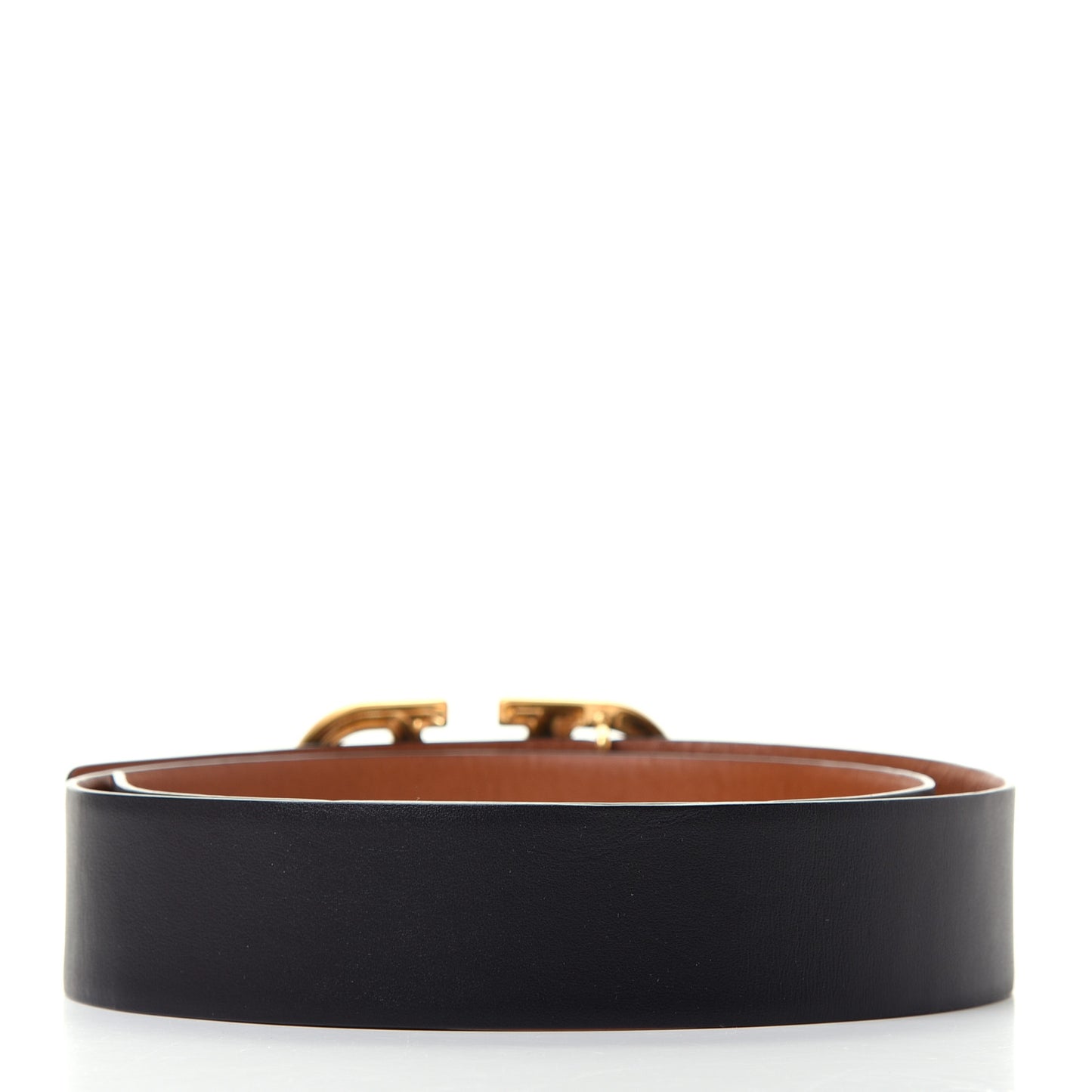 Glossy Calfskin VLogo Reversible 40mm Belt 90 36 Saddle Brown Black