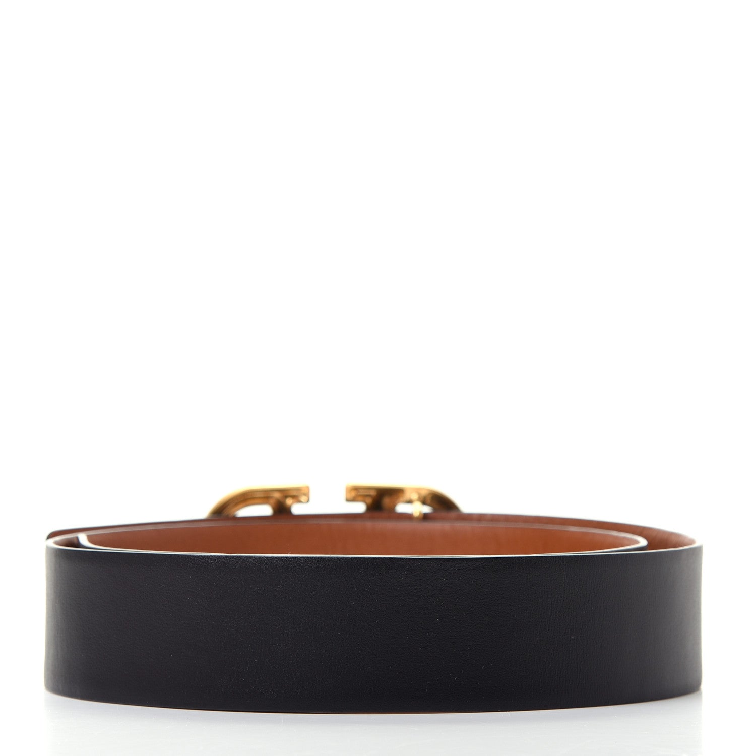 Valentino Garavani Glossy Calfskin VLogo Reversible 40mm Belt 90 36 Saddle Brown Black 2 of 7