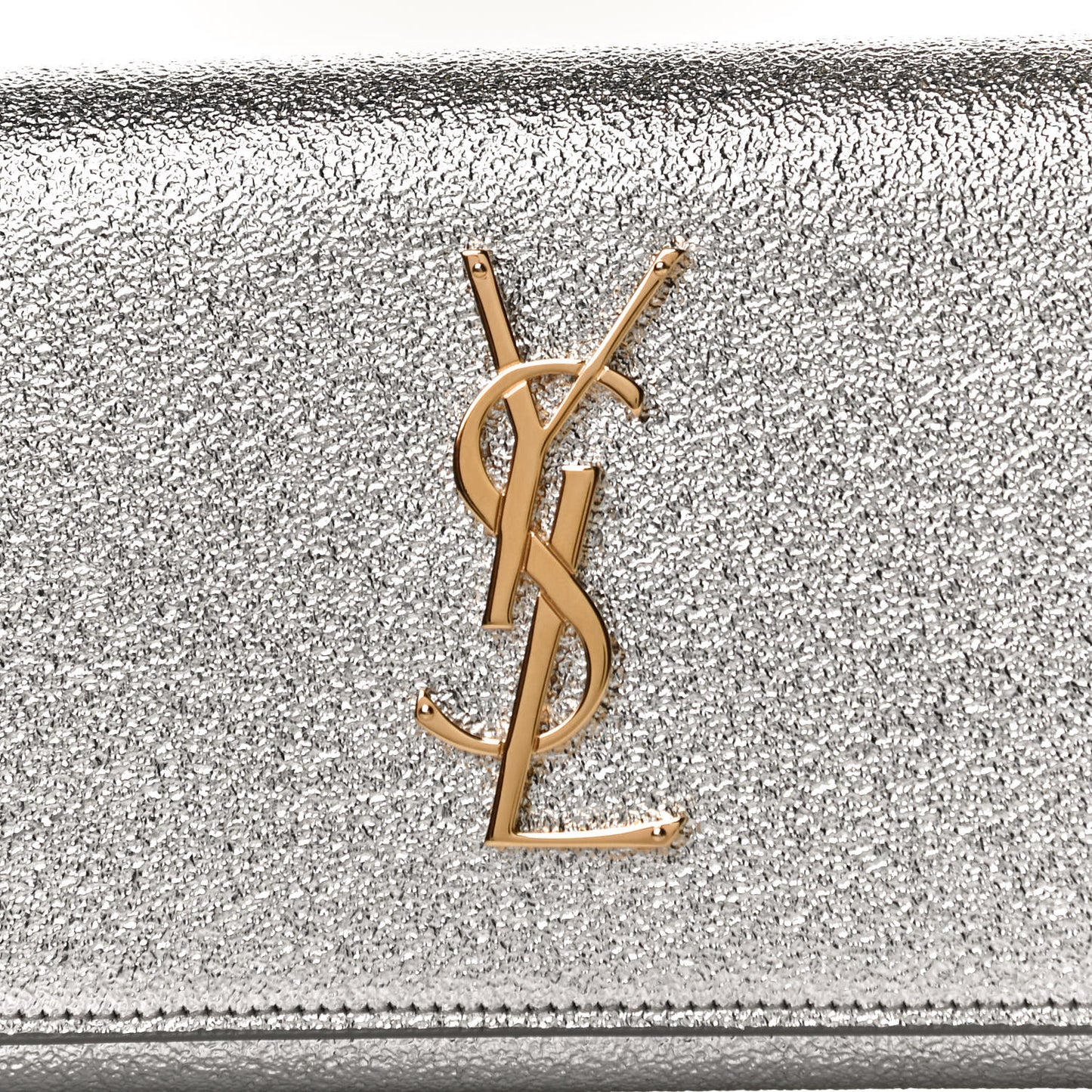 Metallic Calfskin Classic Monogram Cassandre Wallet Silver