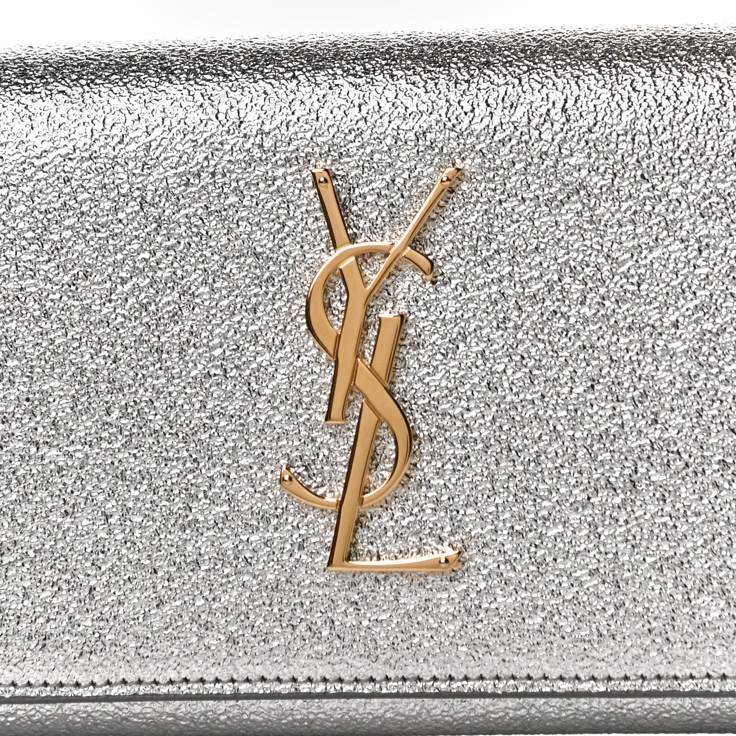 Saint Laurent Metallic Calfskin Classic Monogram Cassandre Wallet Silver 8 of 12