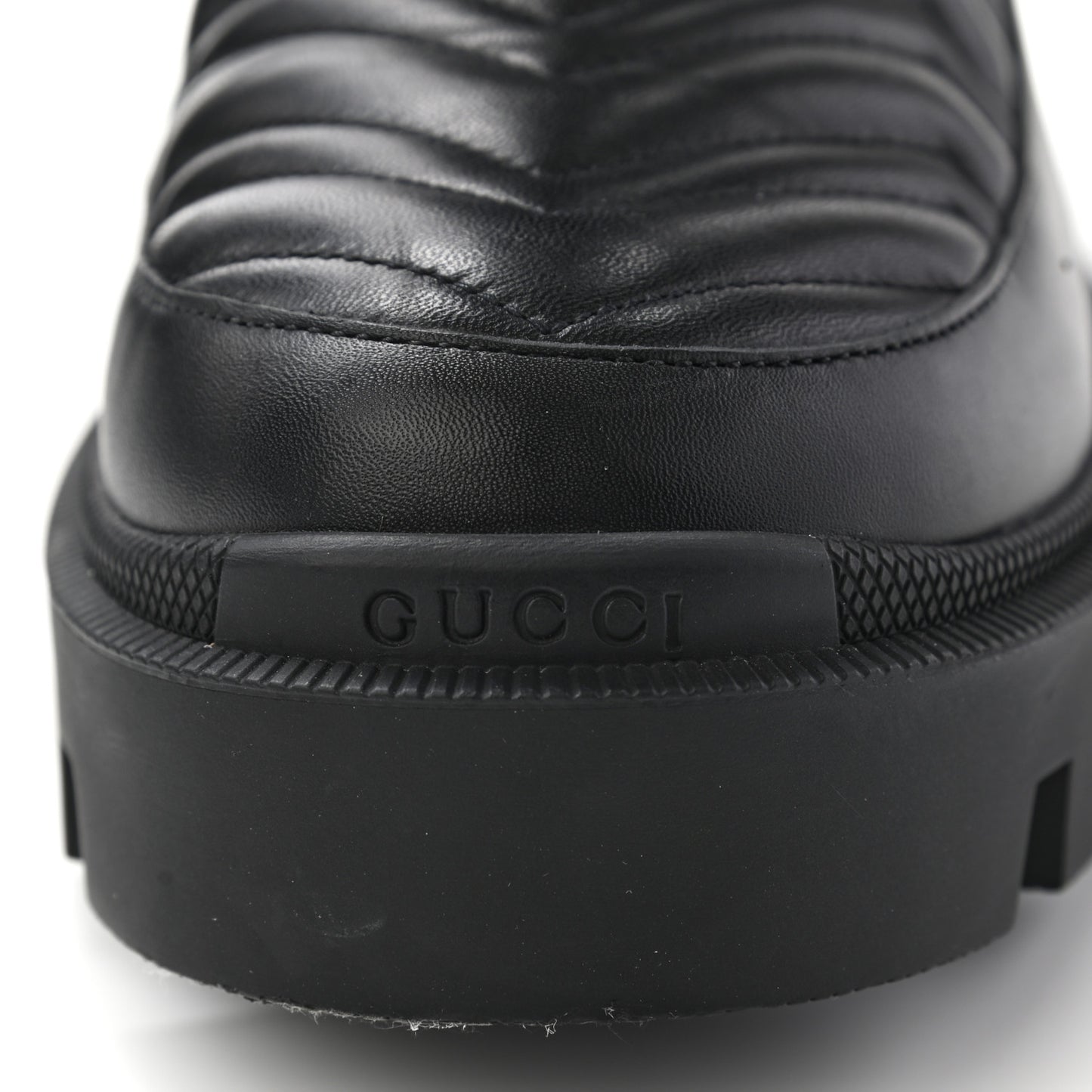Nappa Frances GG Matelasse Platform Combat Boots 40 Black