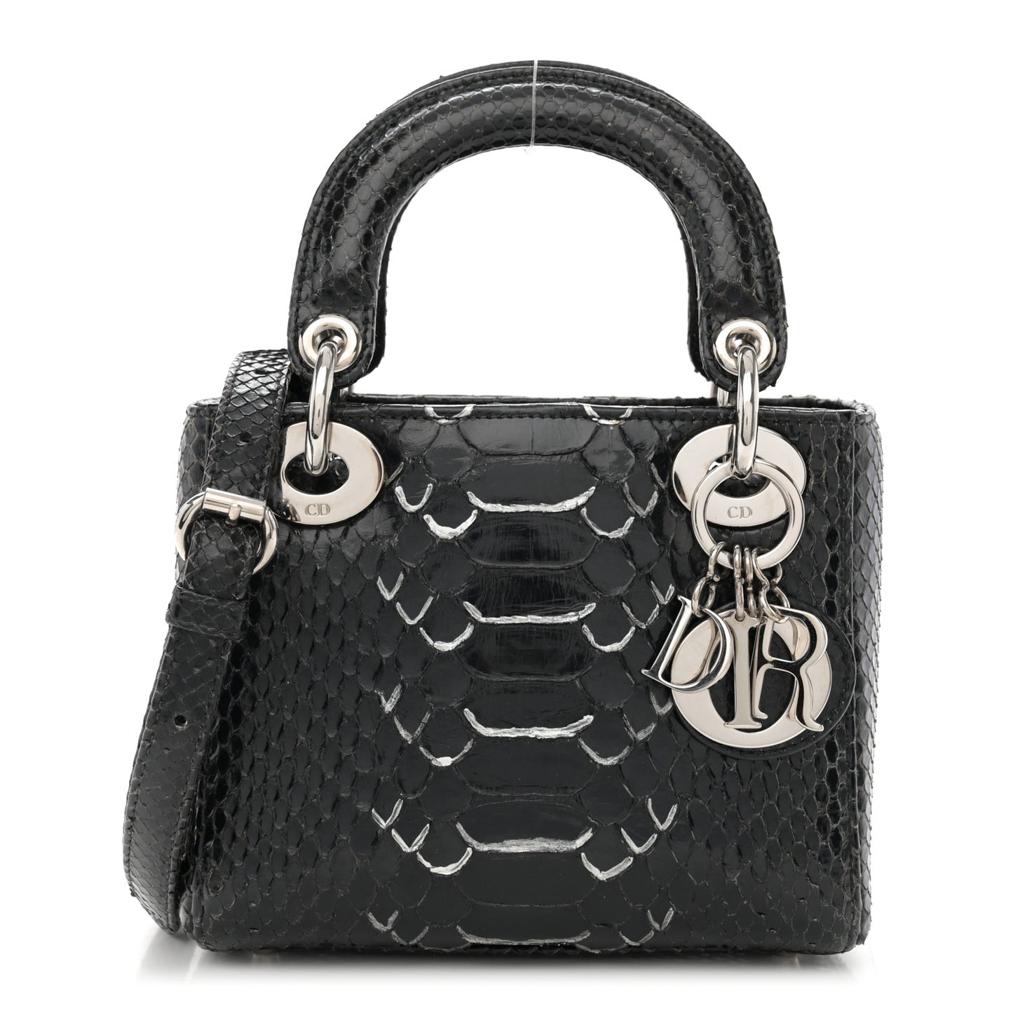 Snakeskin Mini Lady Dior Black
